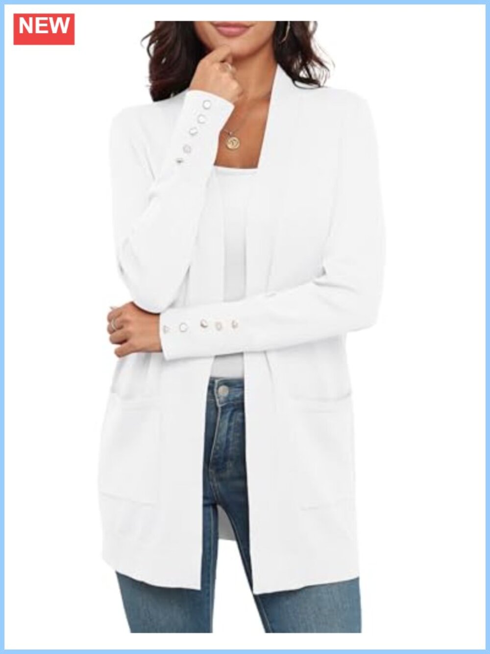 VIISHOW Women Cardigan Lightweight Open Front Long Sleeve Soft Knit with Pockets